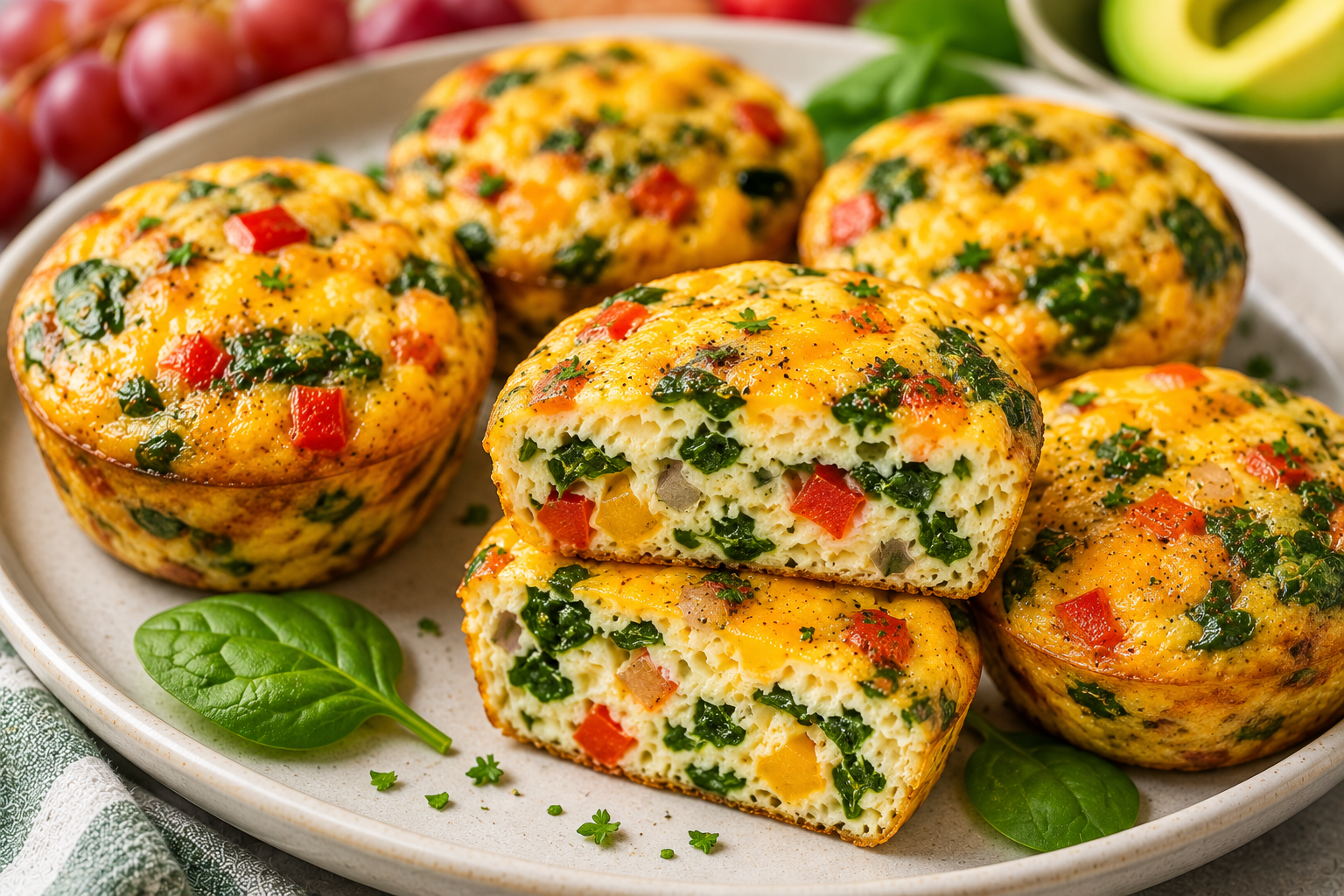 Healthy Egg Muffins with Spinach and Vegetables