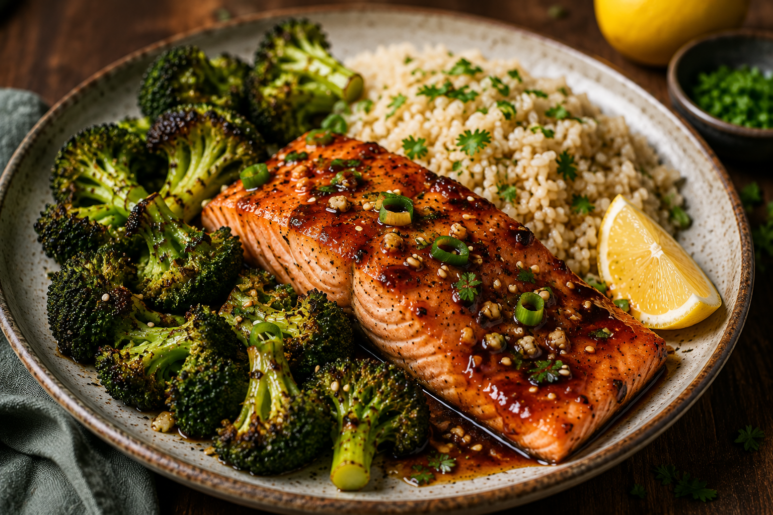 Healthy Honey Garlic Salmon with Broccoli
