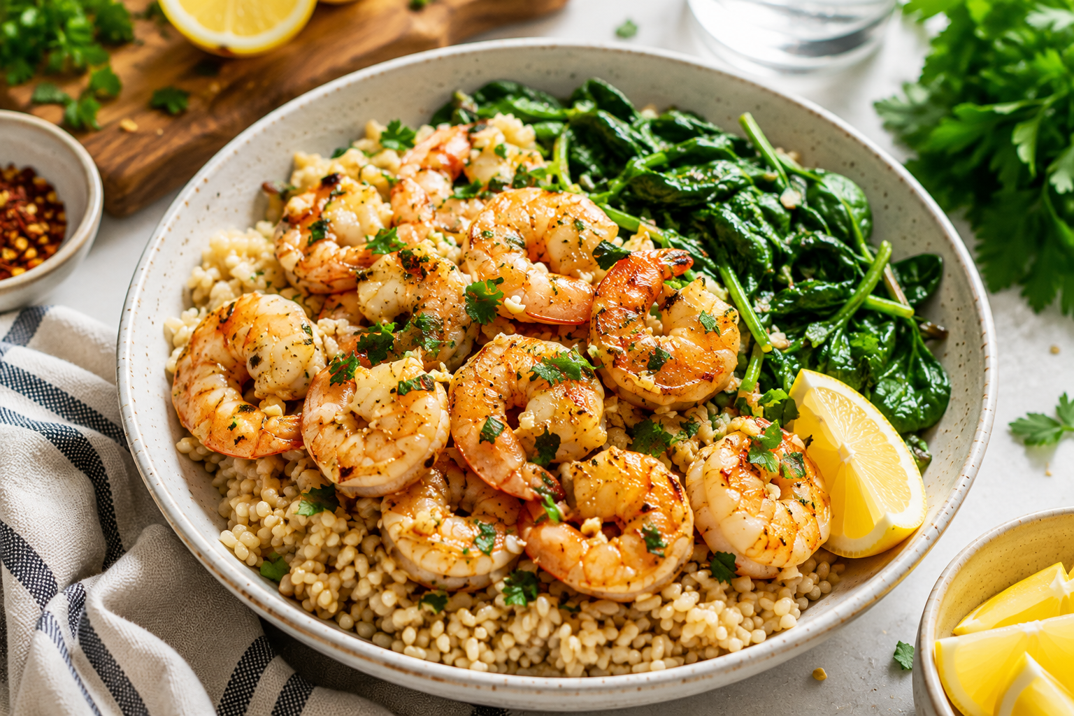 Healthy Lemon Garlic Shrimp and Rice