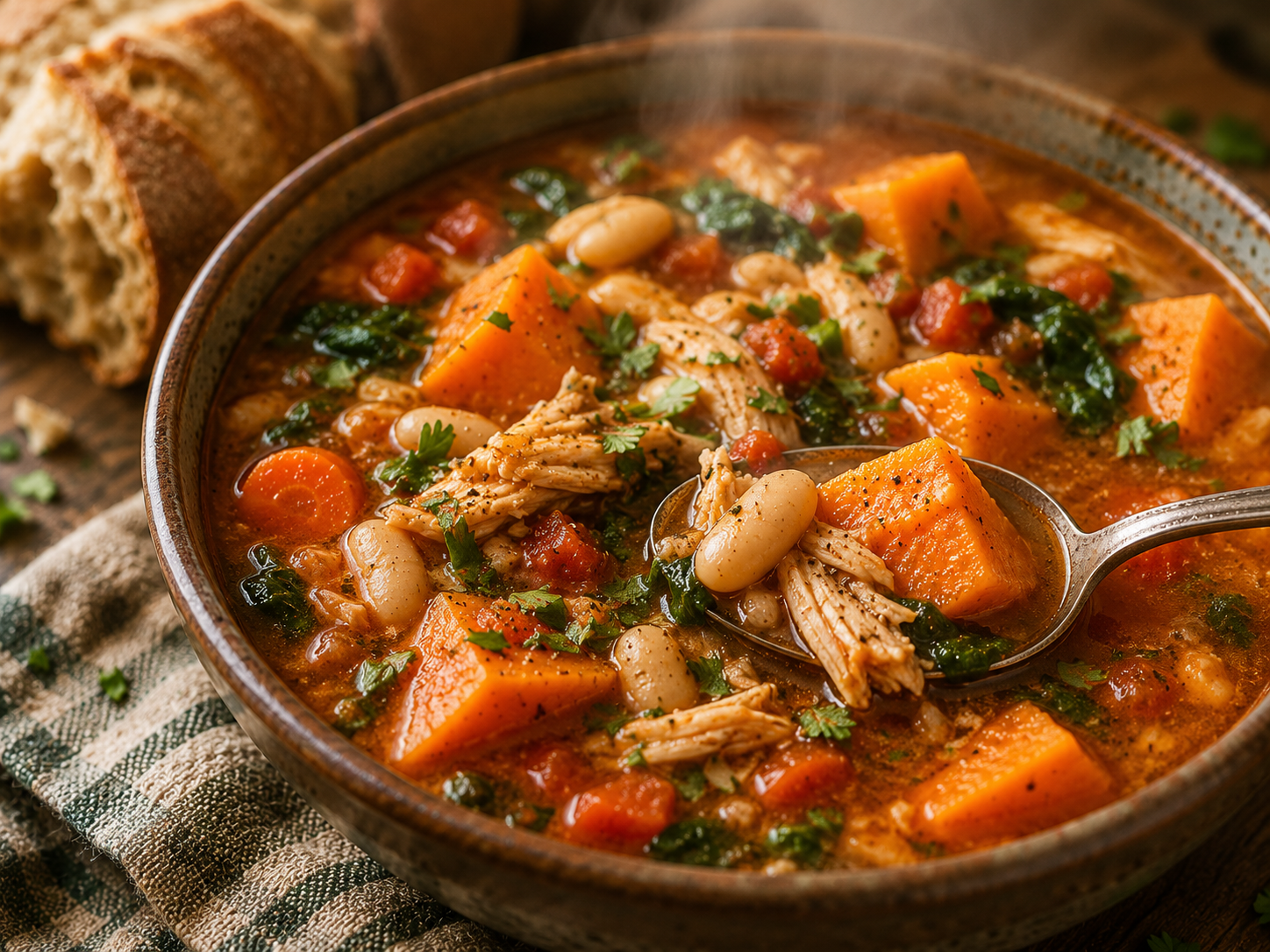 Healthy slow cooker chicken and sweet potato stew